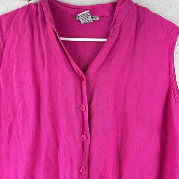 Vintage Notations Sleeveless Top Women's XL Pink Embroidered Eyelet Floral Linen - Picture 5 of 8